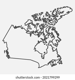  line map of Canada. Silhouette of Canada country map. Vector illustration. Eps 10.