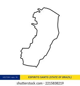 Line map of Espirito Santo - State of Brazil Vector Illustration Design Template. Editable stroke.