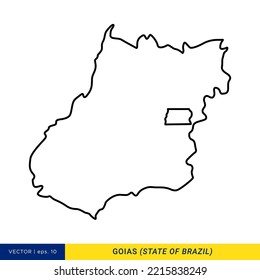 Line map of Goias - State of Brazil Vector Illustration Design Template. Editable stroke.