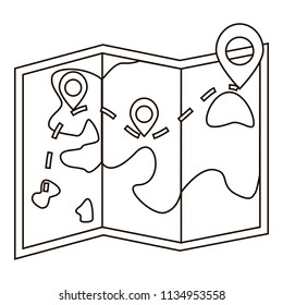 Line map icon isolated on white. Travel icon. Vacation icon. Vector illustration.