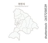 Line Map of Local Cities in Chungcheongbuk-do and Chungcheongnam-do, South Korea
