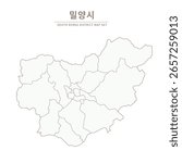 Line Map of Local Cities in Gyeongsangnam-do and Gyeongsangbuk-do, South Korea