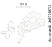 Line Map of Local Cities in Jeollanam-do and Jeollabuk-do, South Korea