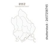 Line Map of Local Cities in Jeollanam-do and Jeollabuk-do, South Korea