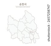 Line Map of Local Cities in Jeollanam-do and Jeollabuk-do, South Korea