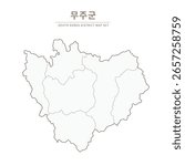 Line Map of Local Cities in Jeollanam-do and Jeollabuk-do, South Korea