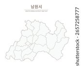 Line Map of Local Cities in Jeollanam-do and Jeollabuk-do, South Korea