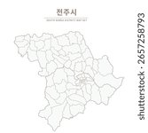 Line Map of Local Cities in Jeollanam-do and Jeollabuk-do, South Korea