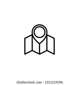 Line map and location mark design element on the white background. Location icon and map modern symbol for graphic and web design. Vector illustration EPS.8 EPS.10