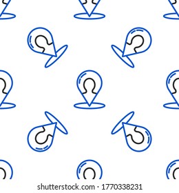 Line Map marker with a silhouette of a person icon isolated seamless pattern on white background. GPS location symbol. Colorful outline concept. Vector