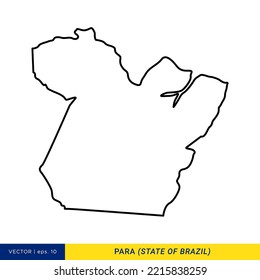 Line map of Para - State of Brazil Vector Illustration Design Template. Editable stroke.