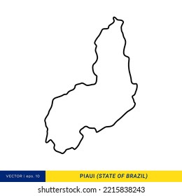 Line map of Piaui - State of Brazil Vector Illustration Design Template. Editable stroke.