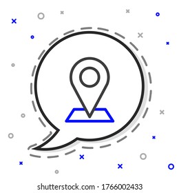 Line Map pin icon isolated on white background. Navigation, pointer, location, map, gps, direction, place, compass, search concept. Colorful outline concept. Vector Illustration