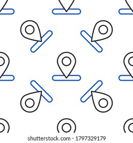 Line Map pin icon isolated seamless pattern on white background. Navigation, pointer, location, map, gps, direction, place, compass, search concept. Colorful outline concept. Vector - Powered by Shutterstock - Get 15% off with code: PIKWIZARD15