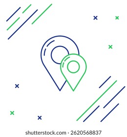Line Map pin icon isolated on white background. Navigation, pointer, location, map, gps, direction, place, compass, contact, search concept. Colorful outline concept. Vector