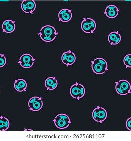 Line Map pin icon isolated seamless pattern on black background. Navigation, pointer, location, map, gps, direction, search concept.  Vector - Powered by Shutterstock - Get 15% off with code: PIKWIZARD15
