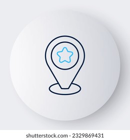 Line Map pointer with star icon isolated on white background. Star favorite pin map icon. Map markers. Colorful outline concept. Vector