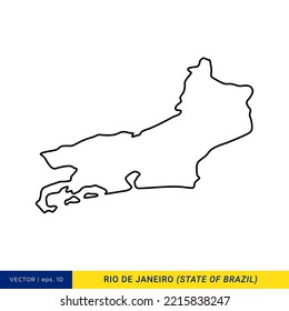 Line map of Rio De Janeiro - State of Brazil Vector Illustration Design Template. Editable stroke.