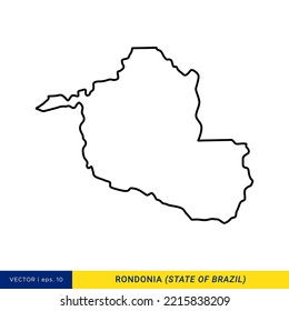 Mapa de línea de la plantilla de diseño de la ilustración de vectores Rondonia - Estado de Brasil. Trazo editable.