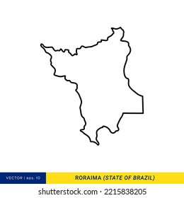 Line map of Roraima - State of Brazil Vector Illustration Design Template. Editable stroke.