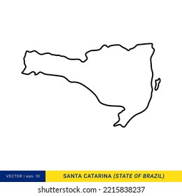 Mapa de líneas de la plantilla de diseño de la ilustración de vectores de Santa Catarina - Estado de Brasil. Trazo editable.