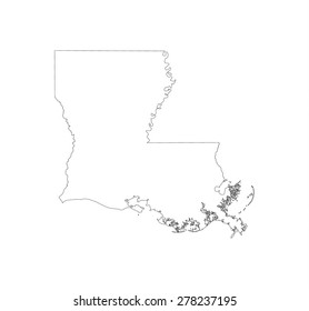 line map of state louisiana