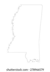 line map of state mississippi