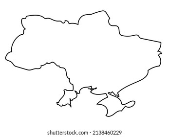Linienplan der Ukraine auf weißem Hintergrund. Grundlinie des ukrainischen Staates seit 1991. Vektorsymbol.