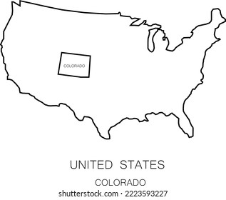 line map of United States state colorado - vector illustration icon template editable stroke