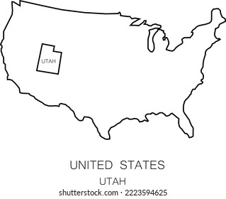 Zeilenplan des US-Bundesstaates utah - Vektorgrafik-Icon-Vorlage editierbarer Strich