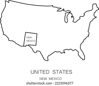 line map of United States state new mexico vector illustration icon template editable stroke