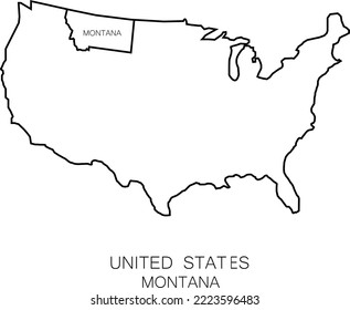 line map of United States state montana - vector illustration icon template editable stroke