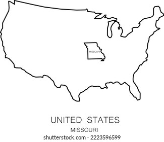 line map of United States state missouri vector illustration icon template editable stroke