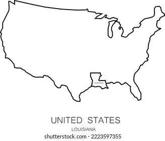 line map of United States state louisiana vector illustration icon template editable stroke