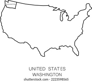 line map of United States state washington- vector illustration icon template editable stroke