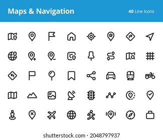 Zeilenkarten und Navigationssymbole für Ihre Designprojekte. Pixel perfekte Symbole basierend auf 24 x 24 Pixel Raster.