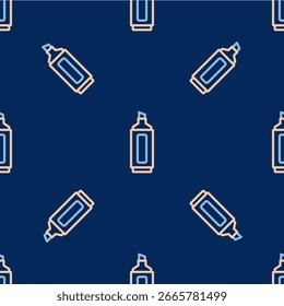 Línea Marcador icono de la pluma aislado sin patrón sobre fondo azul.  Vector