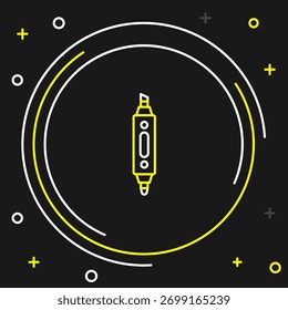 Icono de la pluma del marcador de línea aislado en fondo negro. Concepto de contorno colorido. Vector