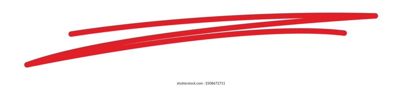 Line marker underline shape, underlining with a red line. Vector