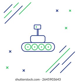 Linha Marte ícone rover isolado no fundo branco. Rover espacial. Sinal de Moonwalker. Aparelho para estudar a superfície de planetas. Conceito de contorno colorido. Vetor