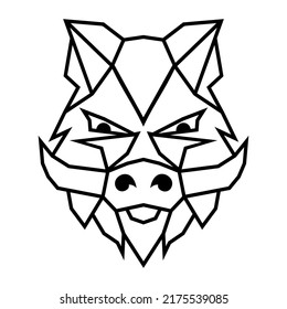 Zeilenmaske Wildschwein-Gesichtszeichen, Vektorgrafik