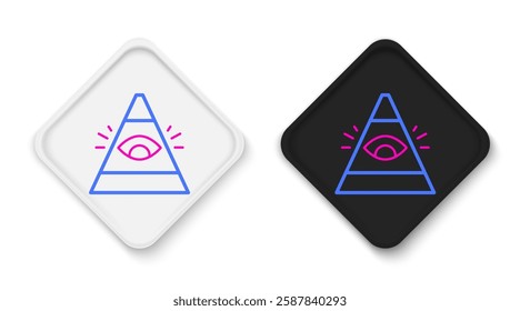 Line Masons symbol All-seeing eye of God icon isolated on white background. The eye of Providence in the triangle. Colorful outline concept. Vector