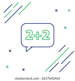 Line Math system of equation solution on speech bubble icon isolated on white background. Colorful outline concept. Vector