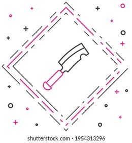 Line Meat chopper icon isolated on white background. Butcher knife. Kitchen knife for meat. Butcher knife. Colorful outline concept. Vector