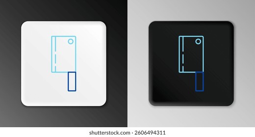 Line Meat chopper icon isolated on grey background. Kitchen knife for meat. Butcher knife. Happy Halloween party. Colorful outline concept. Vector