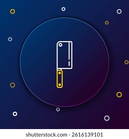 Line Meat chopper icon isolated on blue background. Kitchen knife for meat. Butcher knife. Colorful outline concept. Vector