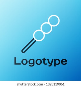 Line Meatballs on wooden stick icon isolated on blue background. Skewer with meat. Colorful outline concept. Vector Illustration