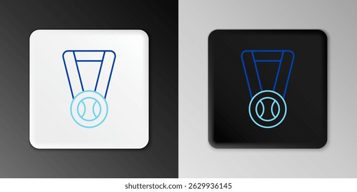 Line Medal with baseball ball icon isolated on grey background. Winner symbol. Colorful outline concept. Vector