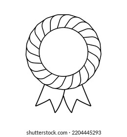 Line Medal Symbol . Leere Deko-Vorlage. Vektorgrafik, einzeln auf weißem Hintergrund.
