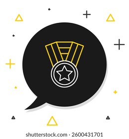 Line Medal icon isolated on white background. Winner achievement sign. Award medal. Colorful outline concept. Vector